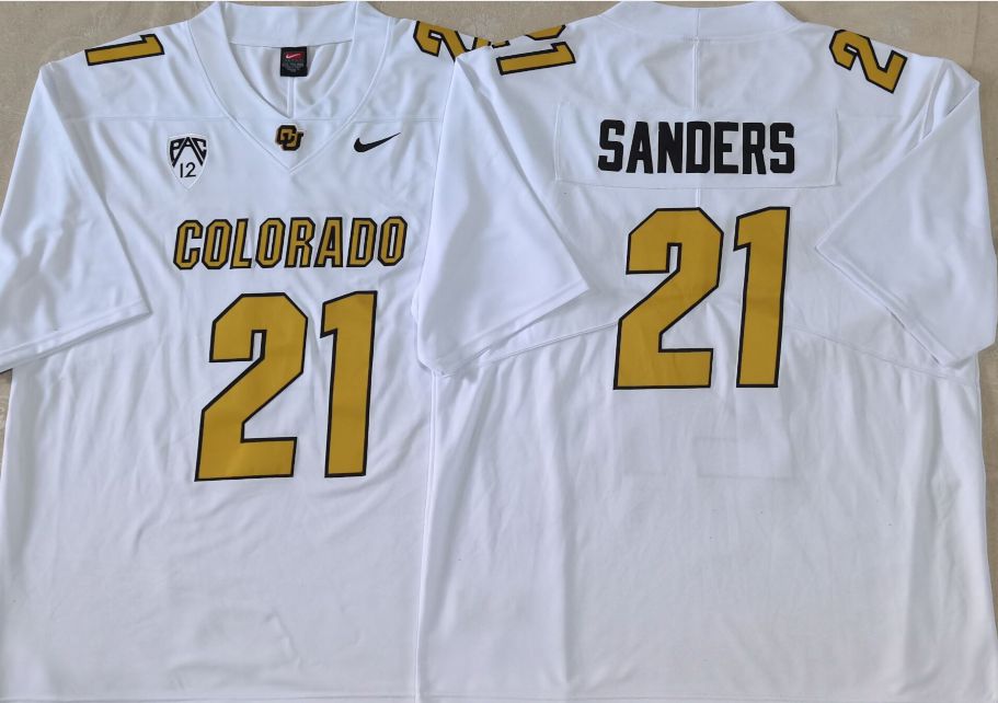 Men Colorado Buffaloes #21 Sanders White 2025 Nike Limited NCAA Jersey style 1->more ncaa teams->NCAA Jersey